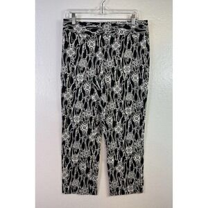 Kim Rogers Capri Pants Women's Sz 8 Black White Stretch Low Rise Hipster 30x25